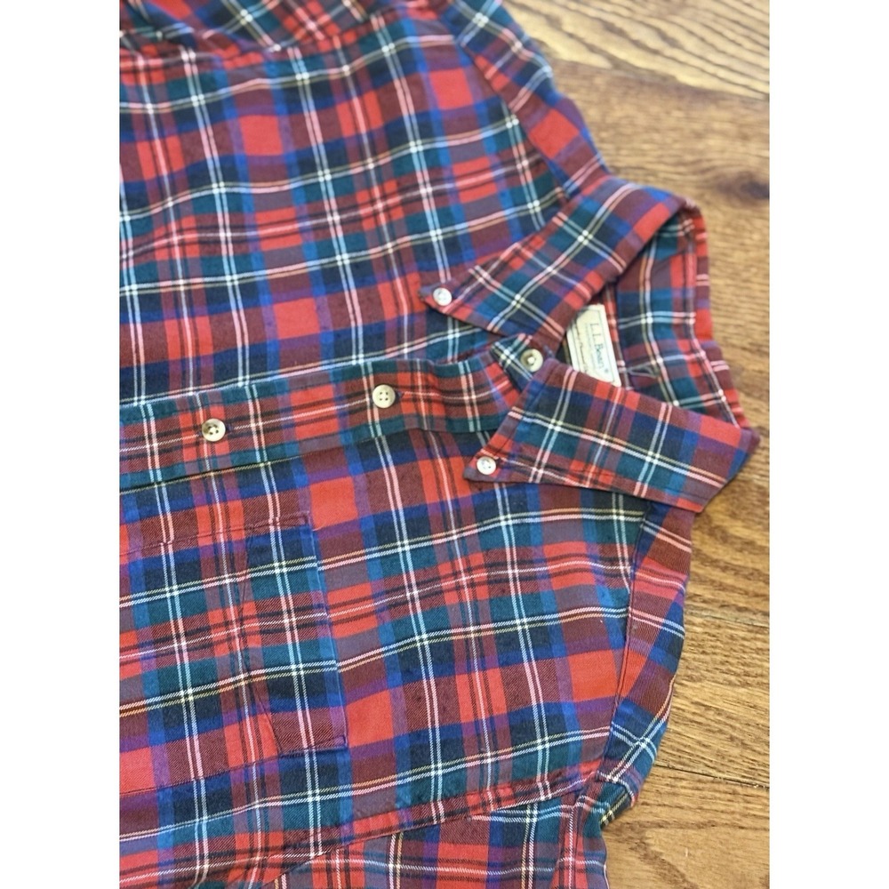 Vintage Men's LL Bean Rangeley Red Plaid Long Sleeve Flannel Shirt Size Large - Picture 1 of 6